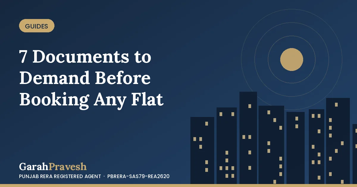 Stack of property documents with a checkmark for a flat buyer's checklist