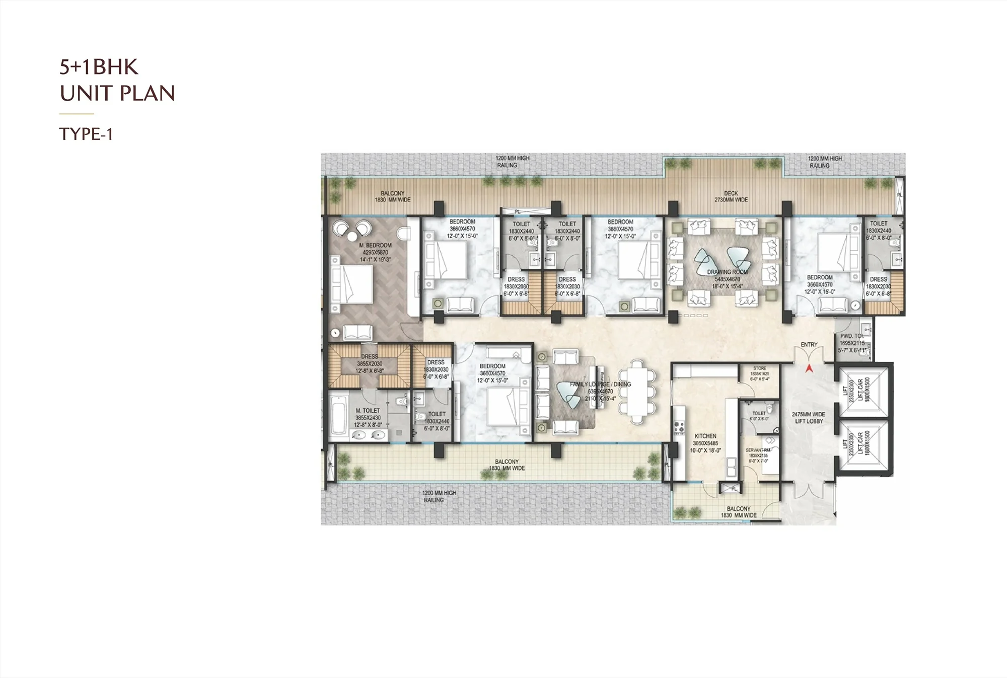 The Marq by Atlantis 5+1 BHK floor plan, Type 1